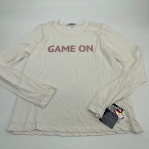 Nuyu Girl Top Game On Womens Long Sleeve Crew Neck White Large Casual New Knit